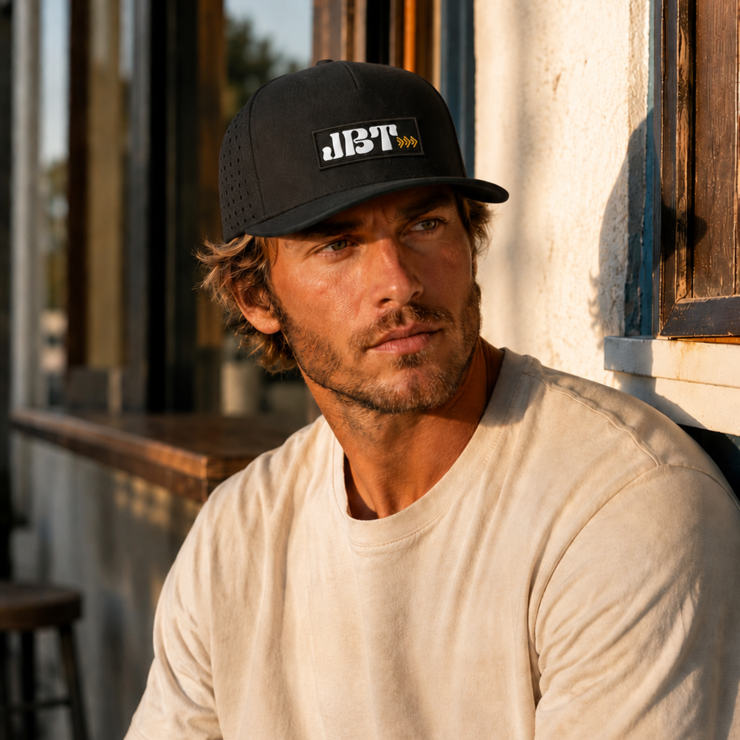 5-Panel Perforated — Black / PVC Premium Patch