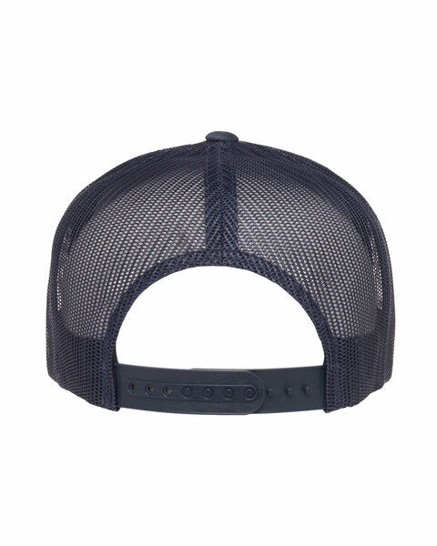 5-Panel Trucker — Slate Blue / Embroidered Gold Patch