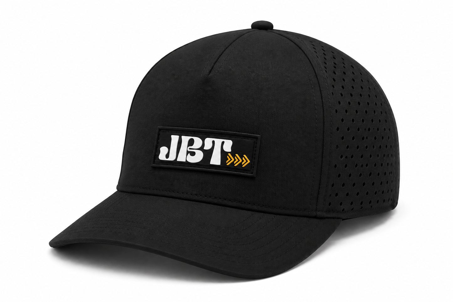 5-Panel Perforated — Black / PVC Premium Patch